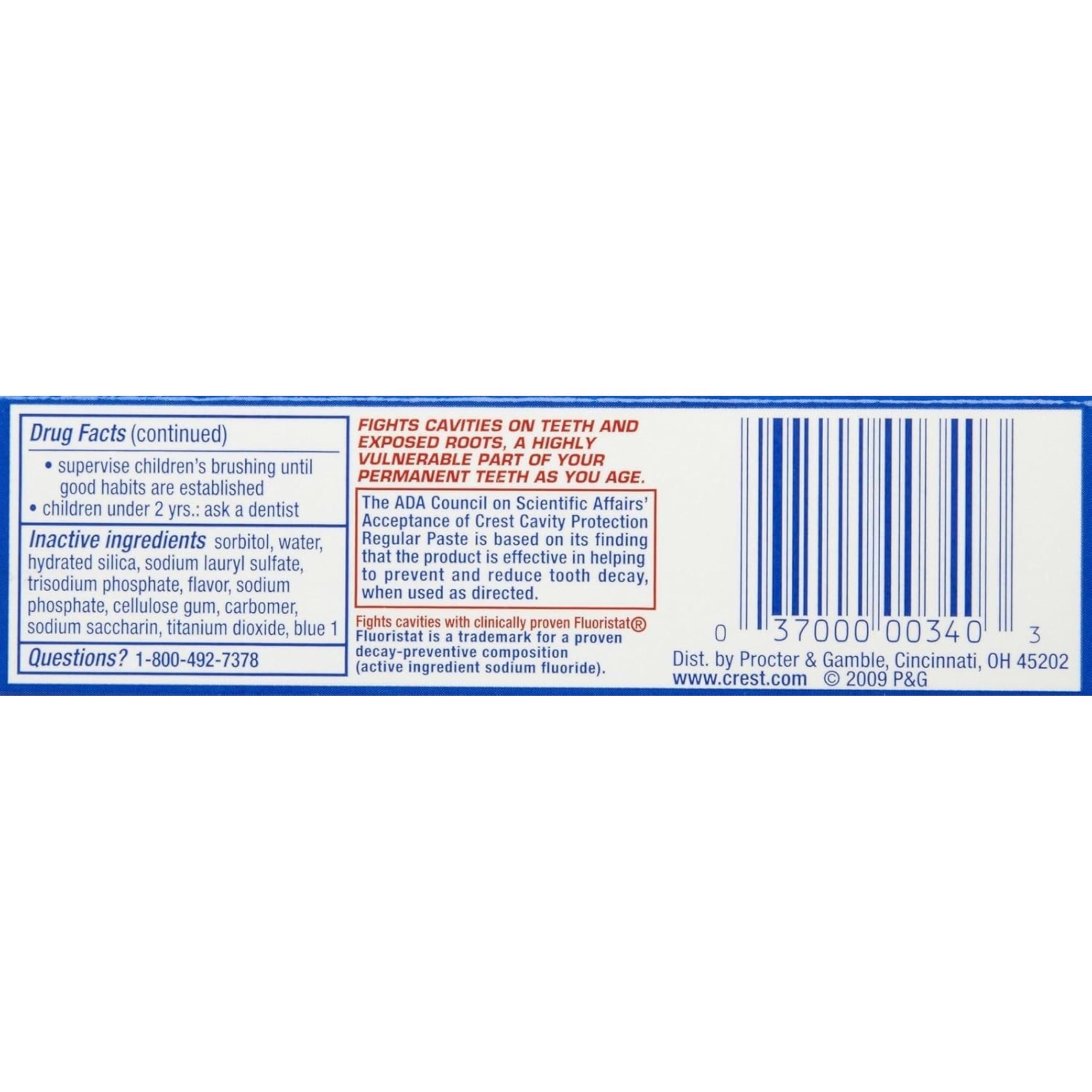 Crest Crest Cavity Protection Regular Toothpaste, Travel Size .85 oz. (24g) - Pack of 8