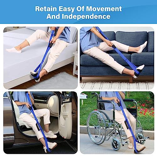 HOOMTREE 39 Inch Long Leg Lifter Strap with Padded Handgrips and Foot Loop,Rigid Leg Lifter Hip&Knee Replacement Surgery Recovery Kit,Mobility Aids Tool Foot Lifter Easily Get in and Out of Bed,Car,Wheelchair