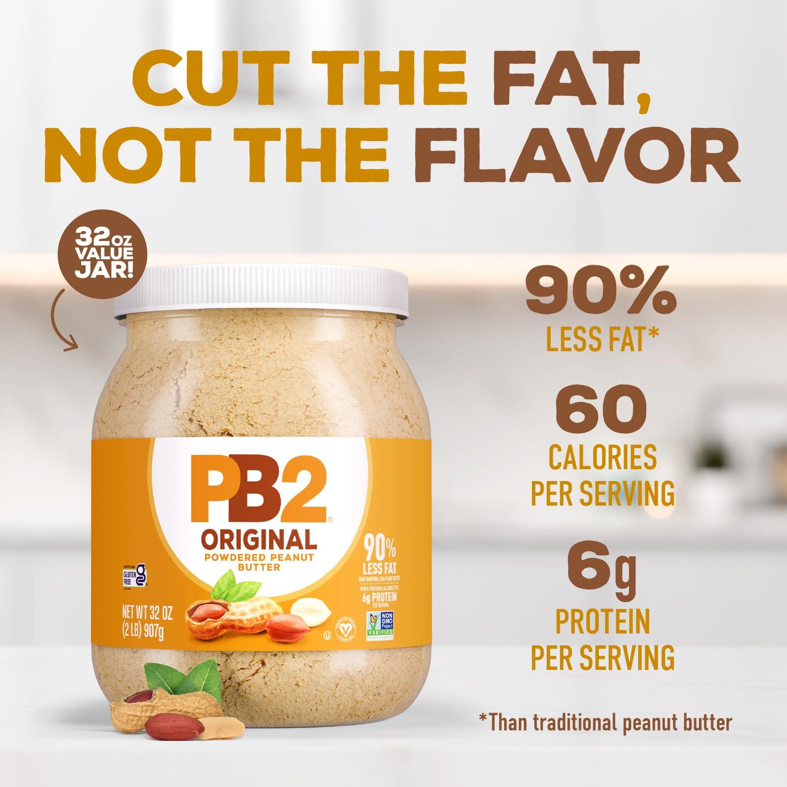 PB2 PB2 Powdered Peanut Butter Powder | Certified Gluten Free, Low-Carb, Keto Diet Friendly | Original Flavor with 6G of Protein, 90% Less Fat, 60 Calories Per Serving | Easy Mix for Healthy, Fit Diet