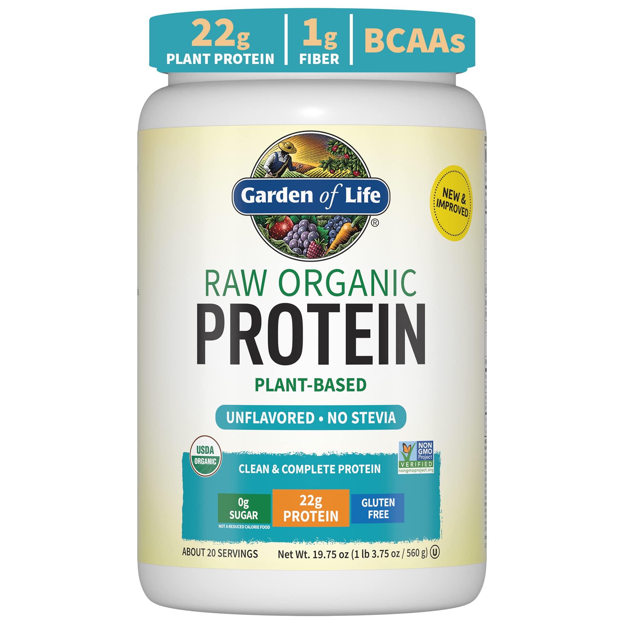 Garden of Life Garden of Life Organic Vegan Unflavored Protein Powder 22g Complete Plant Based Raw Protein & Organic Vegan Sport Protein Powder, Vanilla - Probiotics, BCAAs, 30g Plant Protein