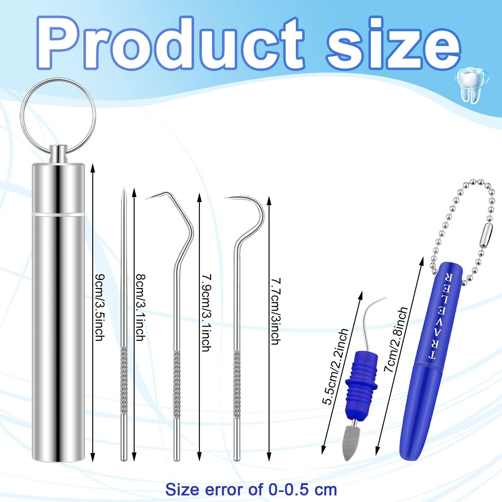 Honeydak Honeydak 5 Pieces Dental Tools Travel Dental Pick Metal Tooth Scraper Professional Stainless Steel Teeth Cleaning Tools with Holder Case Portable Toothpick to Remove Plaque Toothpicks