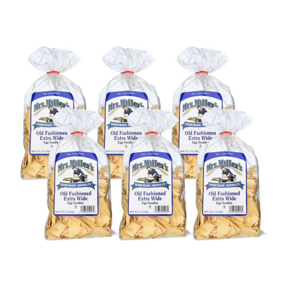 CPG.IO Mrs. Miller\'s Old Fashioned Egg Noodles, Extra Wide 16 Ounce (Pack of 6)