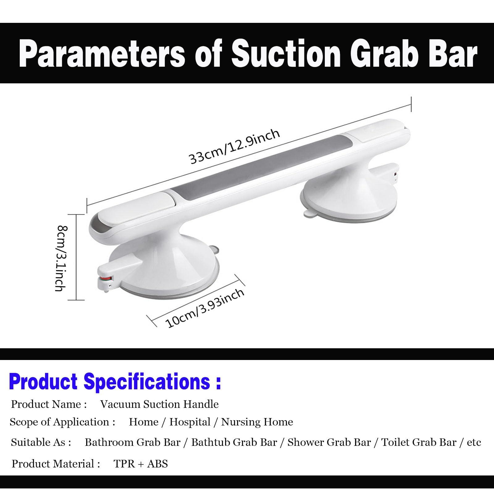 EXCLEN Shower Handles Suction Grab Bars for Shower 12 Inch, Grab Bars for Bathtubs and Showers, Shower Handles for Elderly Suction, Suction Shower Grab Bars for Seniors Elderly Handicap