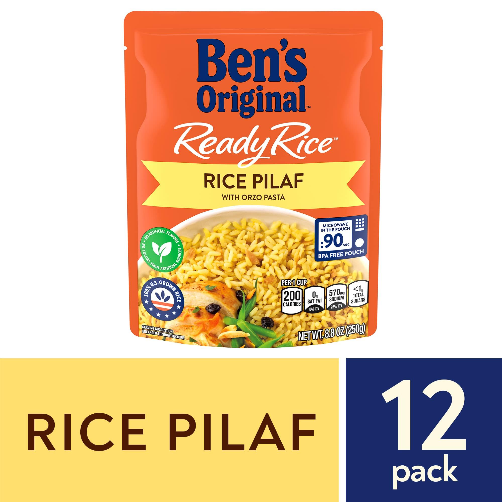 BEN'S ORIGINAL BEN'S ORIGINAL Ready Rice Rice Pilaf Flavored Rice, Easy Dinner Side, 8.8 oz Pouch (Pack of 12)