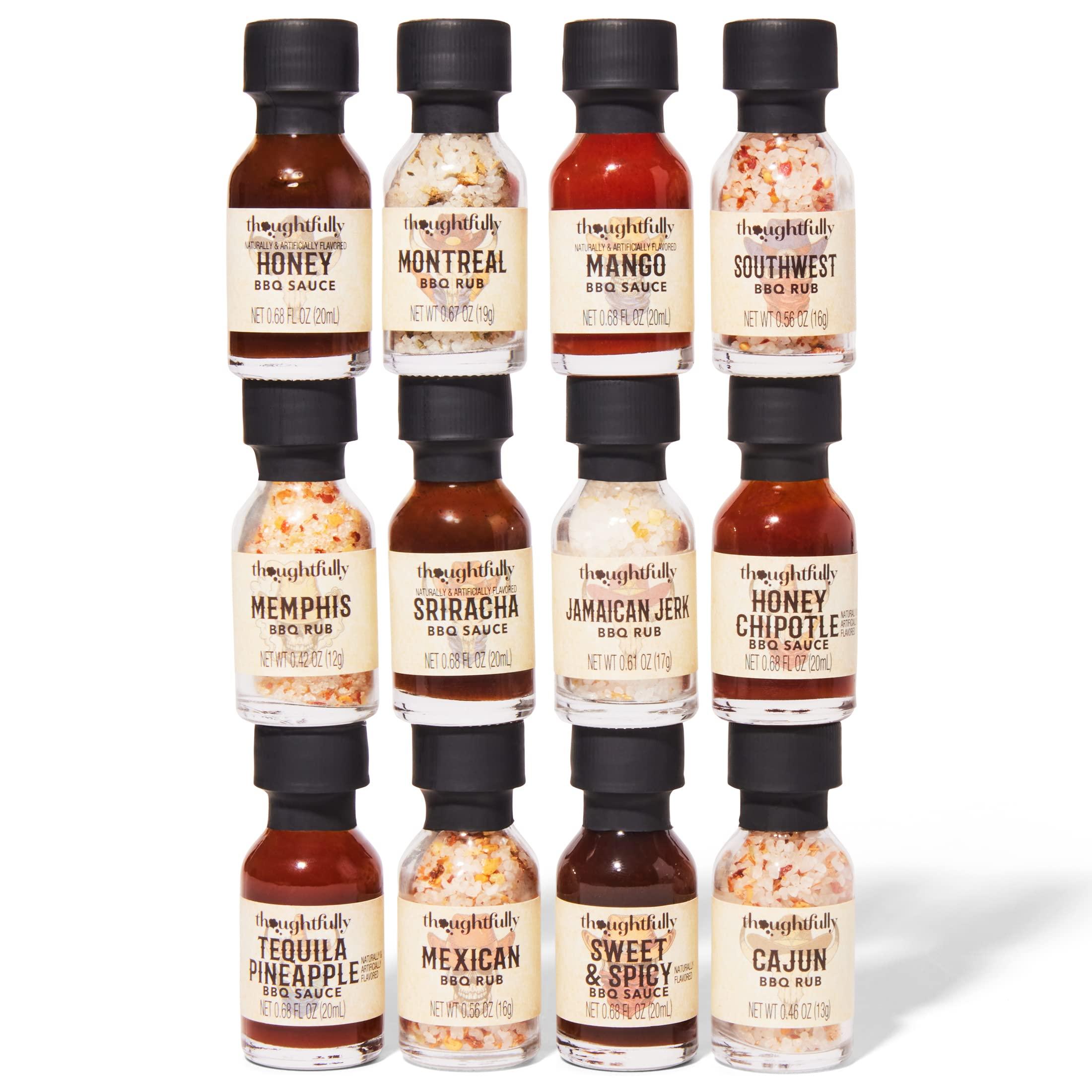Thoughtfully Thoughtfully Gourmet, Wild Western-Themed BBQ Sauce and Rubs Book Gift Set, Includes Honey BBQ, Montreal BBQ Rub & More, Great Gift for Men, Set of 12