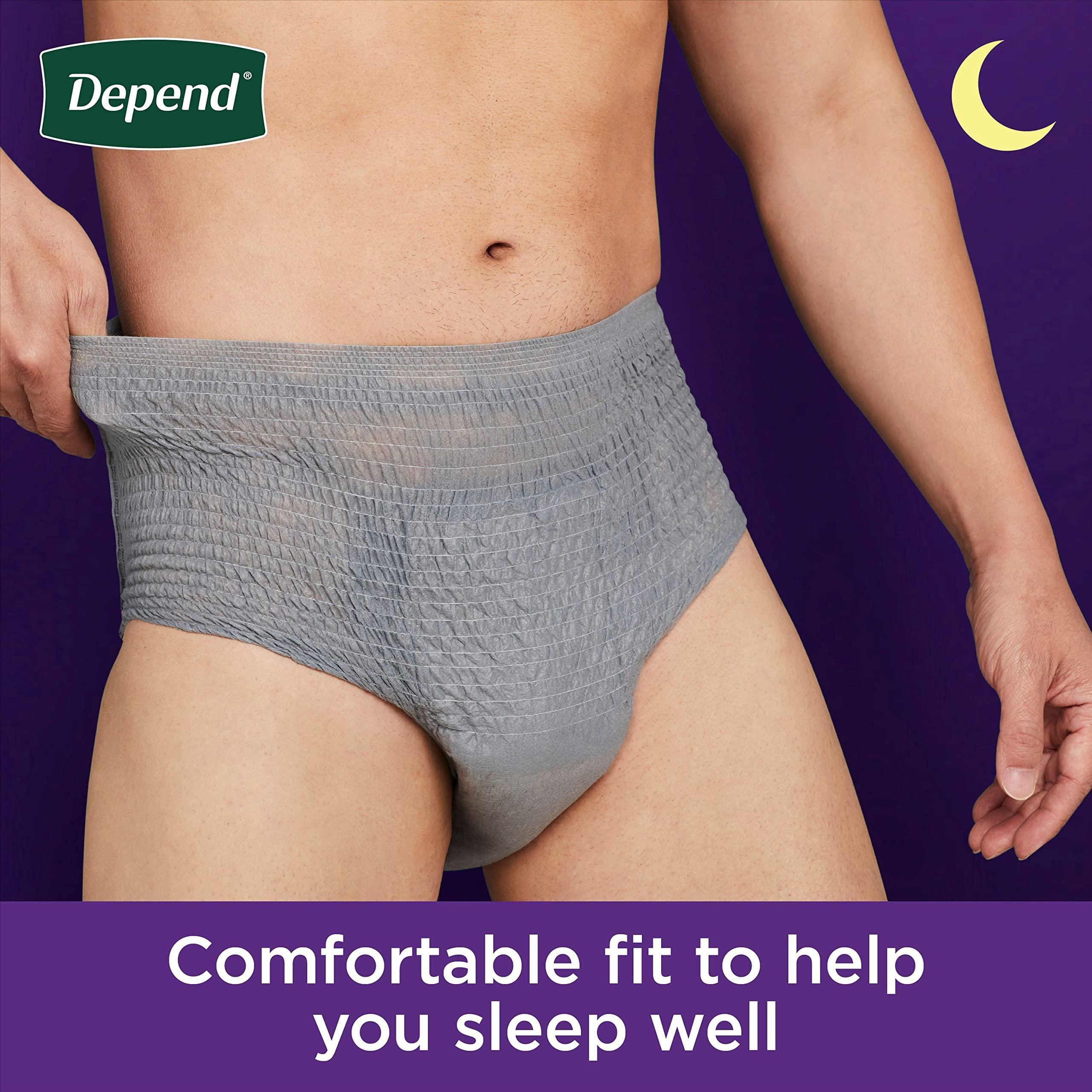 Depend Depend Night Defense Adult Incontinence Underwear for Men, Disposable, Overnight, Small/Medium, Grey, 26 Count, Packaging May Vary