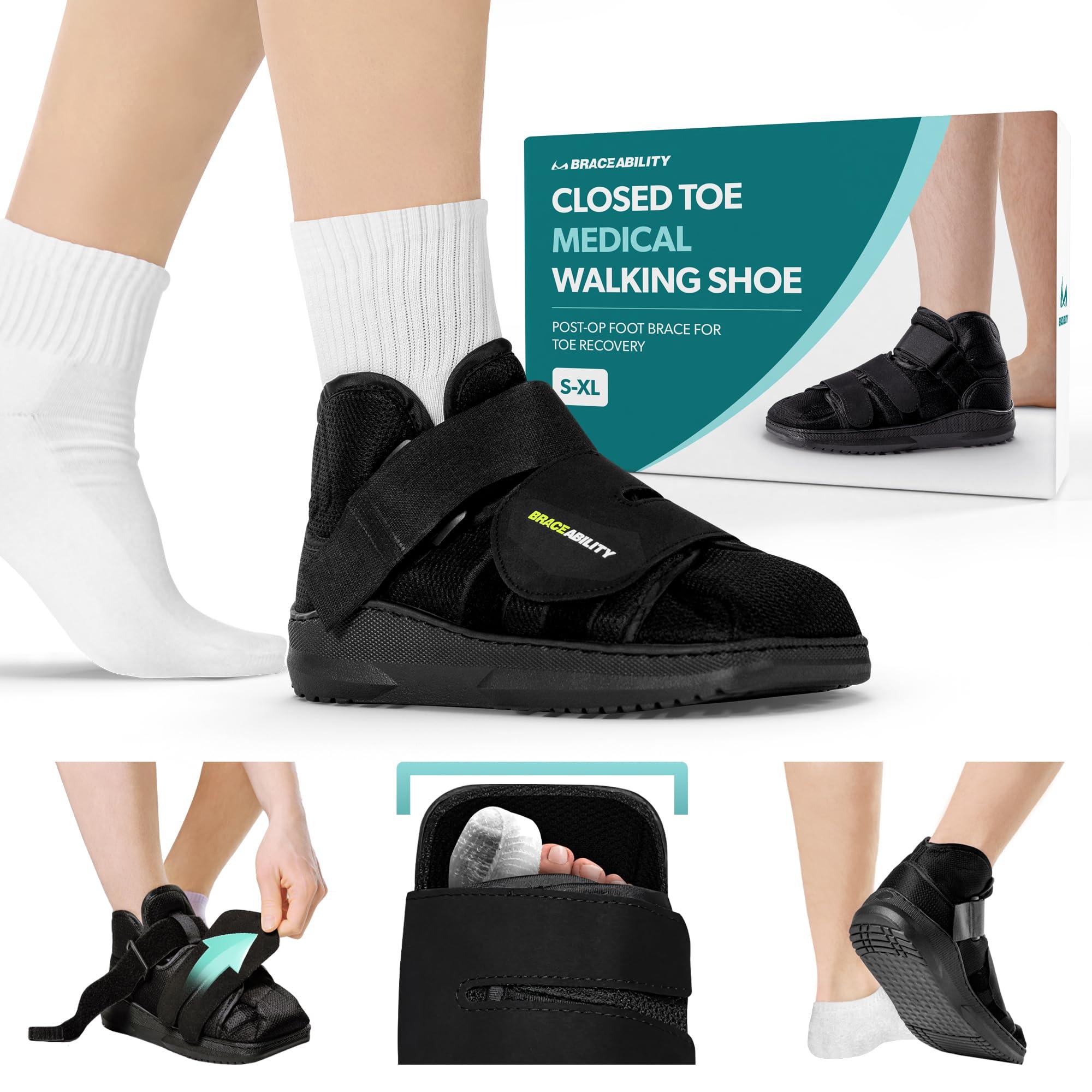 BraceAbility BraceAbility Closed Toe Medical Walking Shoe - Lightweight Broken Toe Cast Boot, Fracture Foot Brace for Metatarsal Stress Fracture, Post-op Bunion, Hammertoe Recovery - For Men or Women (XL)