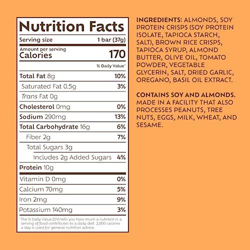 Afar Afar Savory Protein Bars Low Sugar, High Protein Healthy Snack for Adults Meal Replacement Bar Rice Crispy Texture Vegan, Gluten Free 8 Bars (Italian Bruschetta)