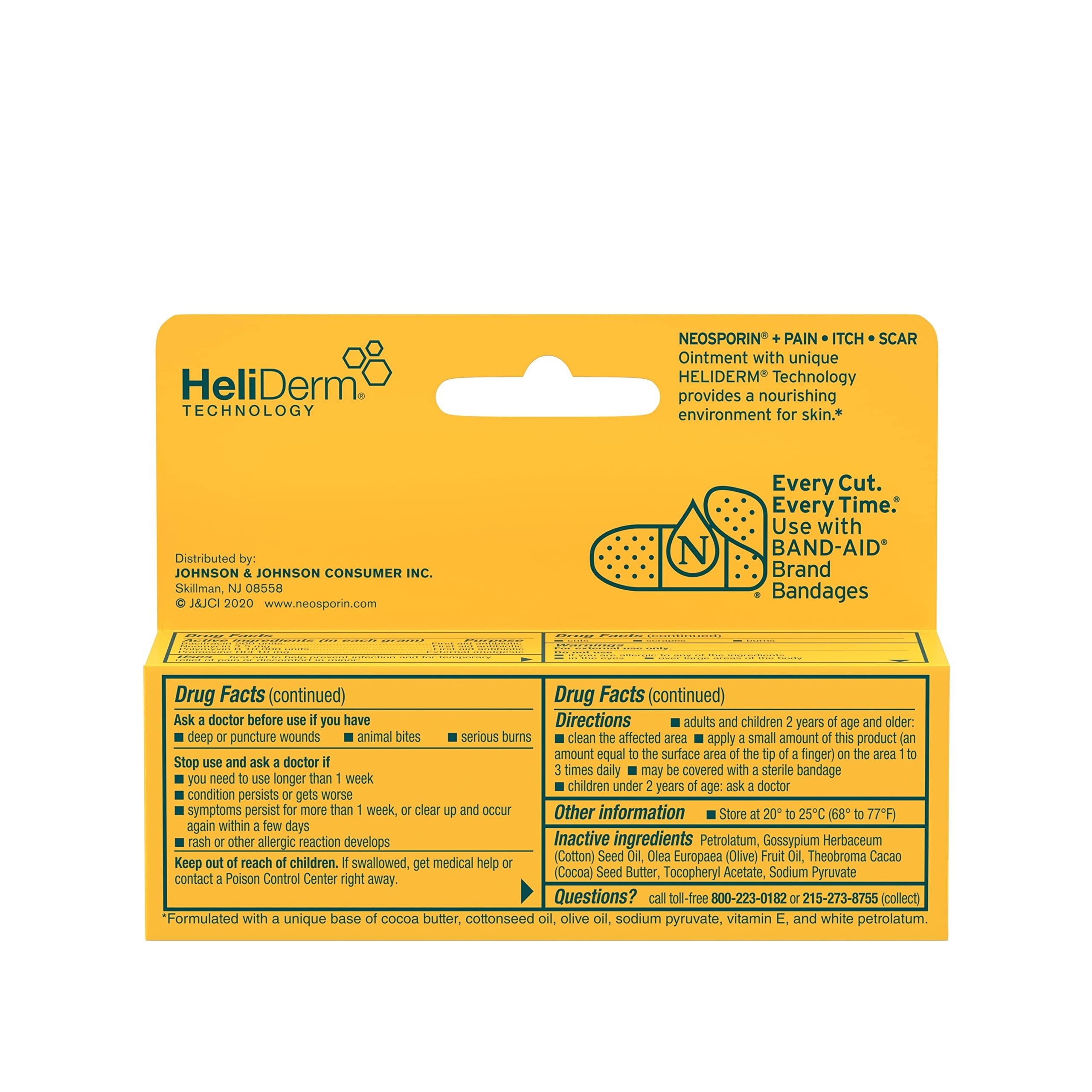 Neosporin Neosporin Antibiotic Pain-Relieving, Anti-Itch, & Scar Appearance Minimizer Ointment with Neomycin & Bacitracin Zinc, 24-Hour Infection Protection for Minor Cuts, Scrapes & Burns,.5 oz