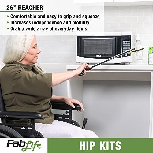 FabLife FabLife Hip Kit Daily Living Aids for Mobility, Hip Replacement Recovery, Knee and Back Surgery Includes Grabber Reacher, Bath Sponge Stick, Sock Aid, Shoehorn, Dressing Stick