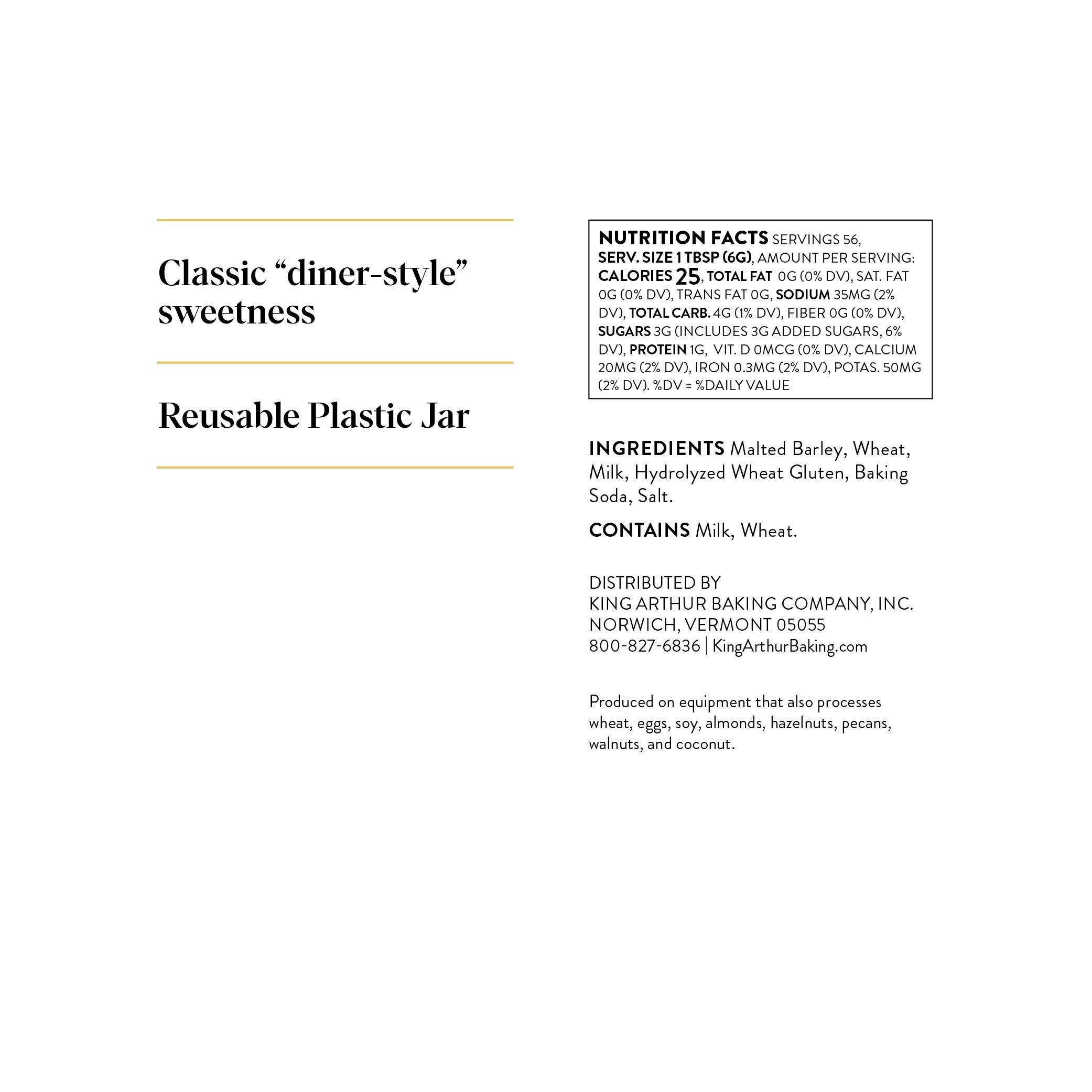 King Arthur King Arthur Malted Milk Powder: Premium Baking Ingredient for Classic Diner-Style Sweetness, Ideal for Milkshakes, Pancakes, and Waffles - 12 oz Jar of Authentic Malt Flavor Enhancer