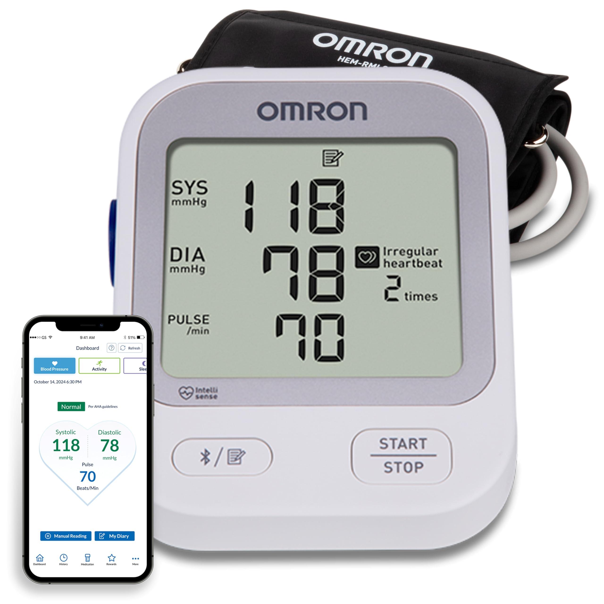 Omron OMRON Silver Upper Arm Blood Pressure Monitor with Large Display, Clinically Validated, Medical Grade, FDA Cleared, FSA/HSA Eligible, Uses OMRON Connect App for Unlimited Free Measurements