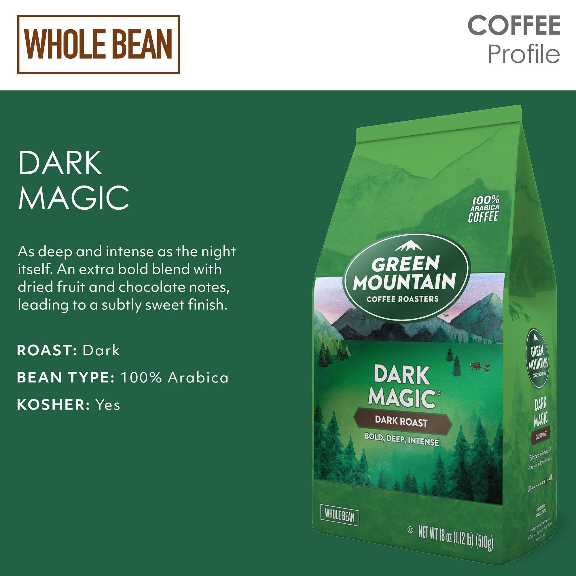 Green Mountain Coffee Roasters Green Mountain Coffee Roasters Dark Magic, Whole Bean Coffee, Bagged 18 oz (Pack of 2)