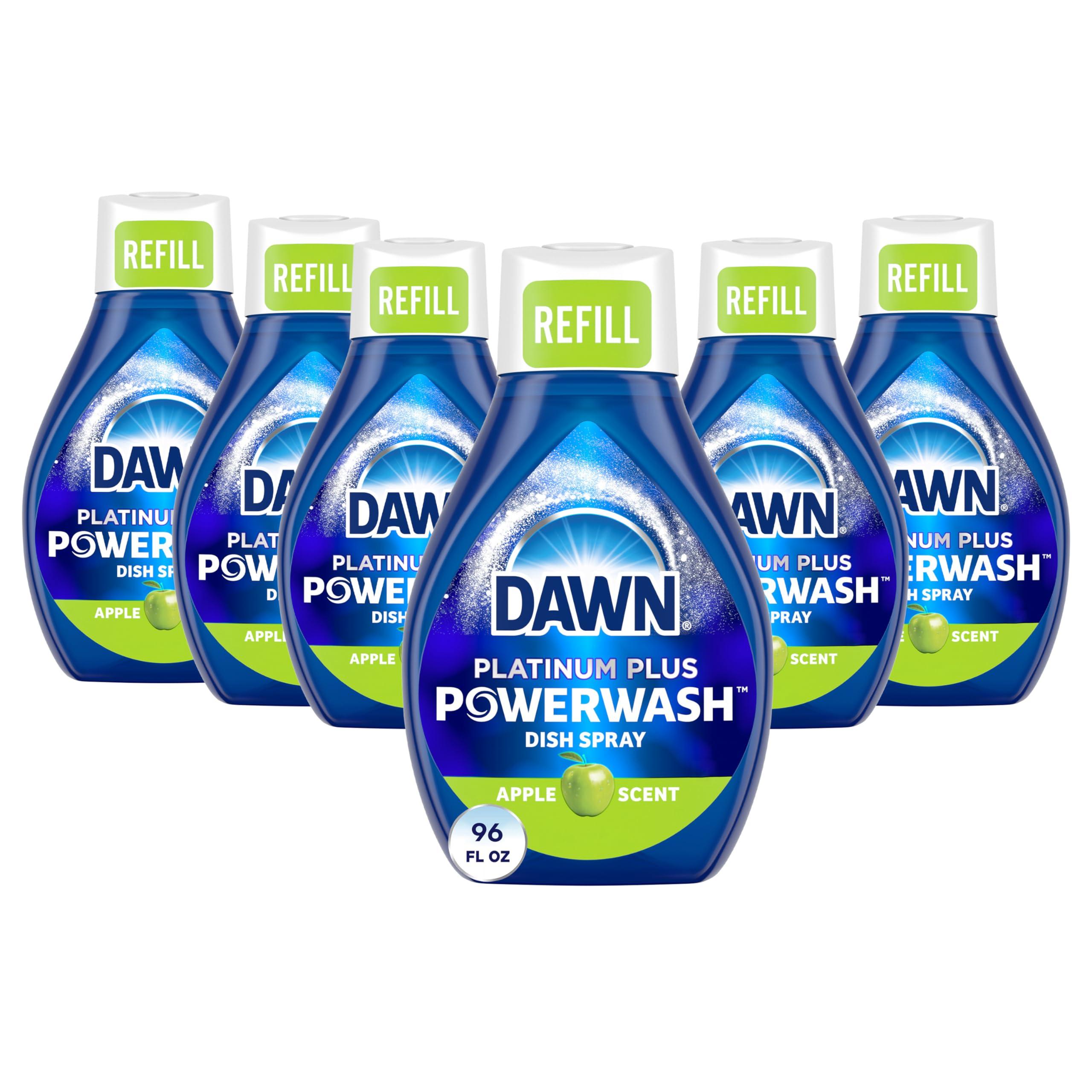 Dawn Dawn Platinum Powerwash Dish Spray, Dish Soap Cleaning Spray, Apple Scent Refill, Dish Soap Liquid, 16 Fl Oz (Pack of 6)
