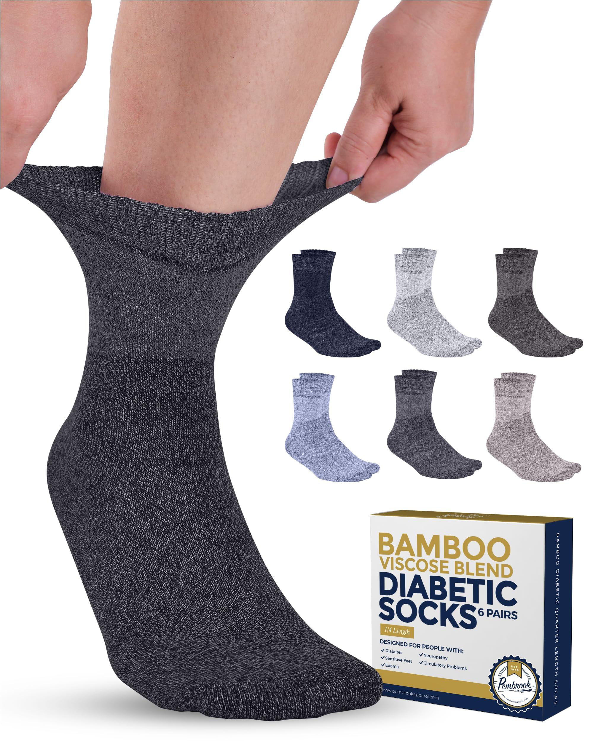 Pembrook Pembrook Bamboo Viscose Diabetic Socks for Women & Men - 6 Pairs Ankle Socks for Swollen Feet | Neuropathy Socks | Moisture Wicking Diabetes Socks | Tan, Light Tan, Navy, Light Blue, Grey, Light Grey