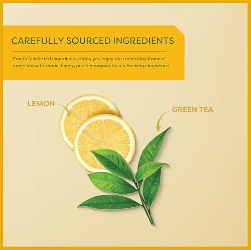 Wissotzky Tea Wissotzky Lemon & Honey Green Tea, 20 Tea Bags | Antioxidant Rich | Soothing Honey Lemon Tea Blend | Green Tea Bags (1)