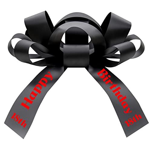 CarBowz Big Car Bow with Happy 18th Birthday Message, Celebrate Eighteen Giant Gift Bow Arrives Fully Assembled