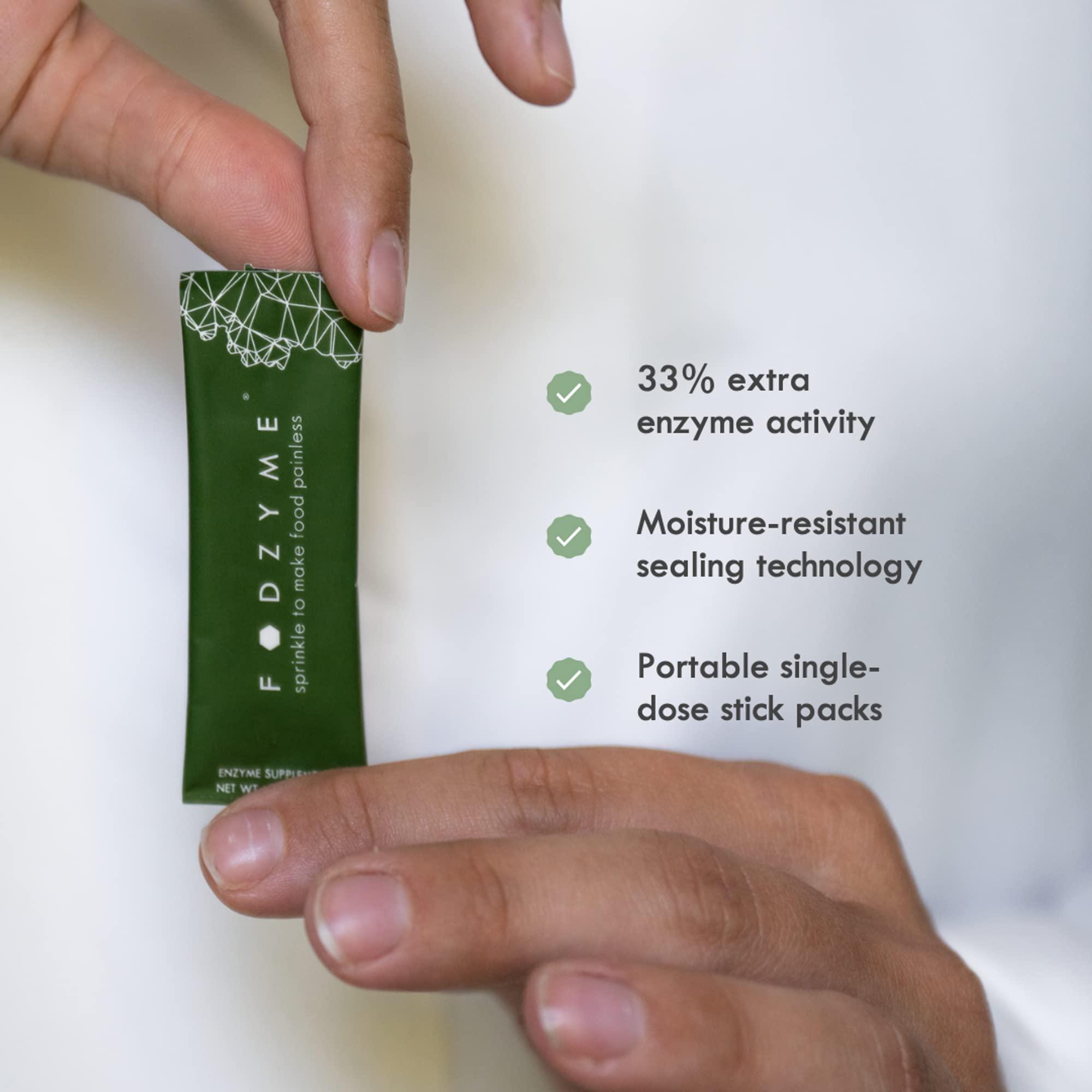 FODZYME FODZYME 30 Dose On-The-Go Kit - Relief for Bloating, Gassiness, Constipation, Diarrhea, Abdominal Pain - Digestive Enzymes for Travel, Dining Out, Family Meals - Onion, Garlic, Bread, Beans, Dairy