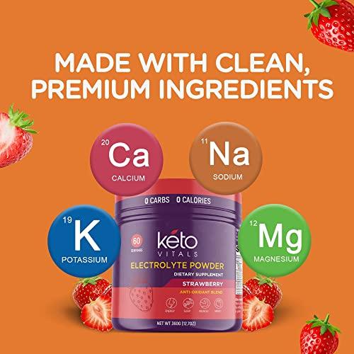 Keto Vitals Keto Vitals Electrolyte Powder | Keto-Friendly Electrolytes with Potassium, Magnesium, Sodium, Calcium | Keto Electrolytes Supplement Energy Drink Mix | Sugar-Free, Zero Calories, Zero Carbs