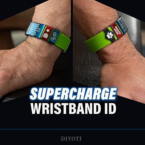 Divoti Divoti Supercharge Wristband ID, Silicone Clasp Identification Bracelet and Sport ID for Athletes - Red Tag/White Silicone Band - 19mm