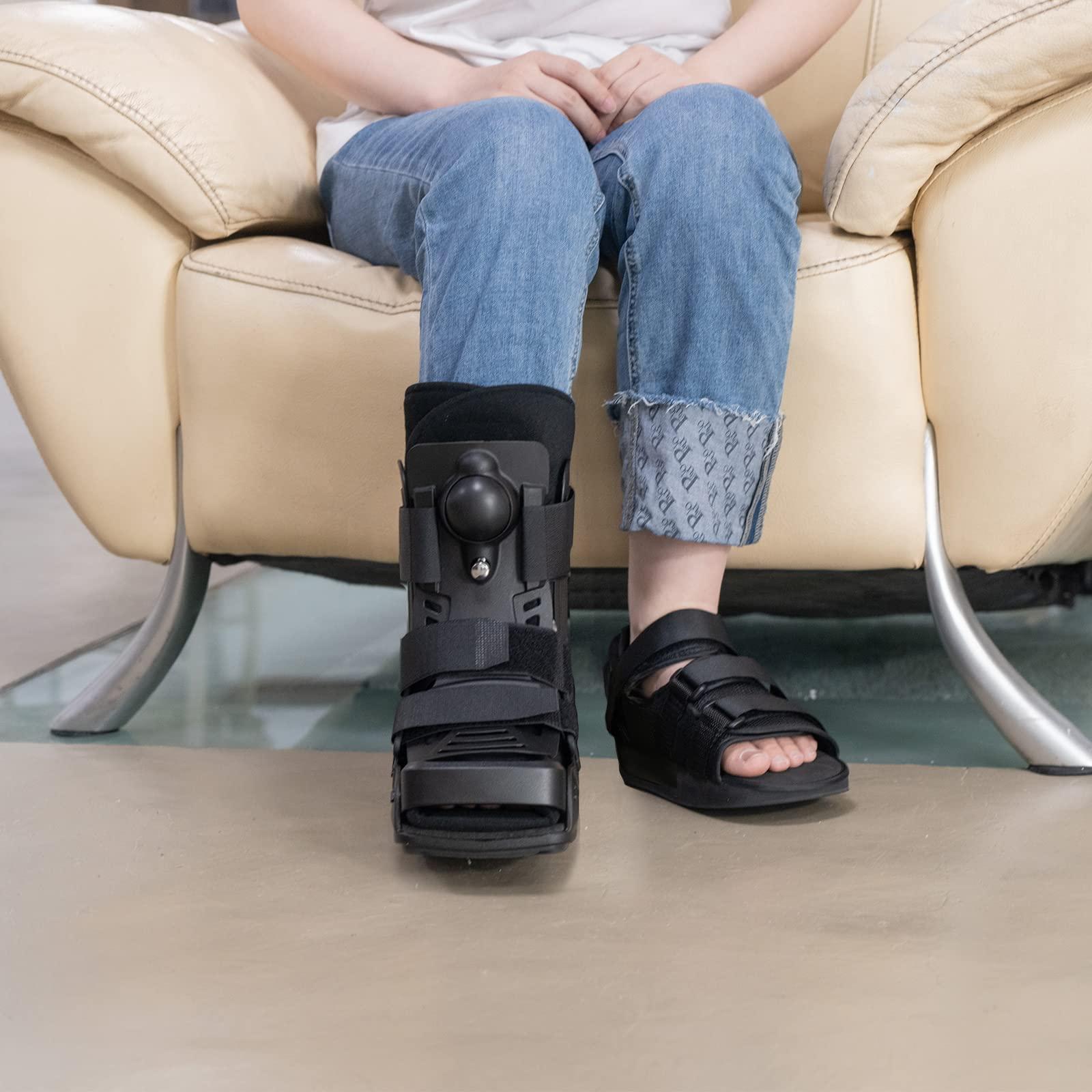 GHORTHOUD GHORTHOUD Air Cam Walker Fracture Boot Medical Inflatable Walking Boot Orthopaedic Boot for Sprained Ankle, Short Air Walker Brace for Broken Foot Achilles Tendon Injury Black (Large)