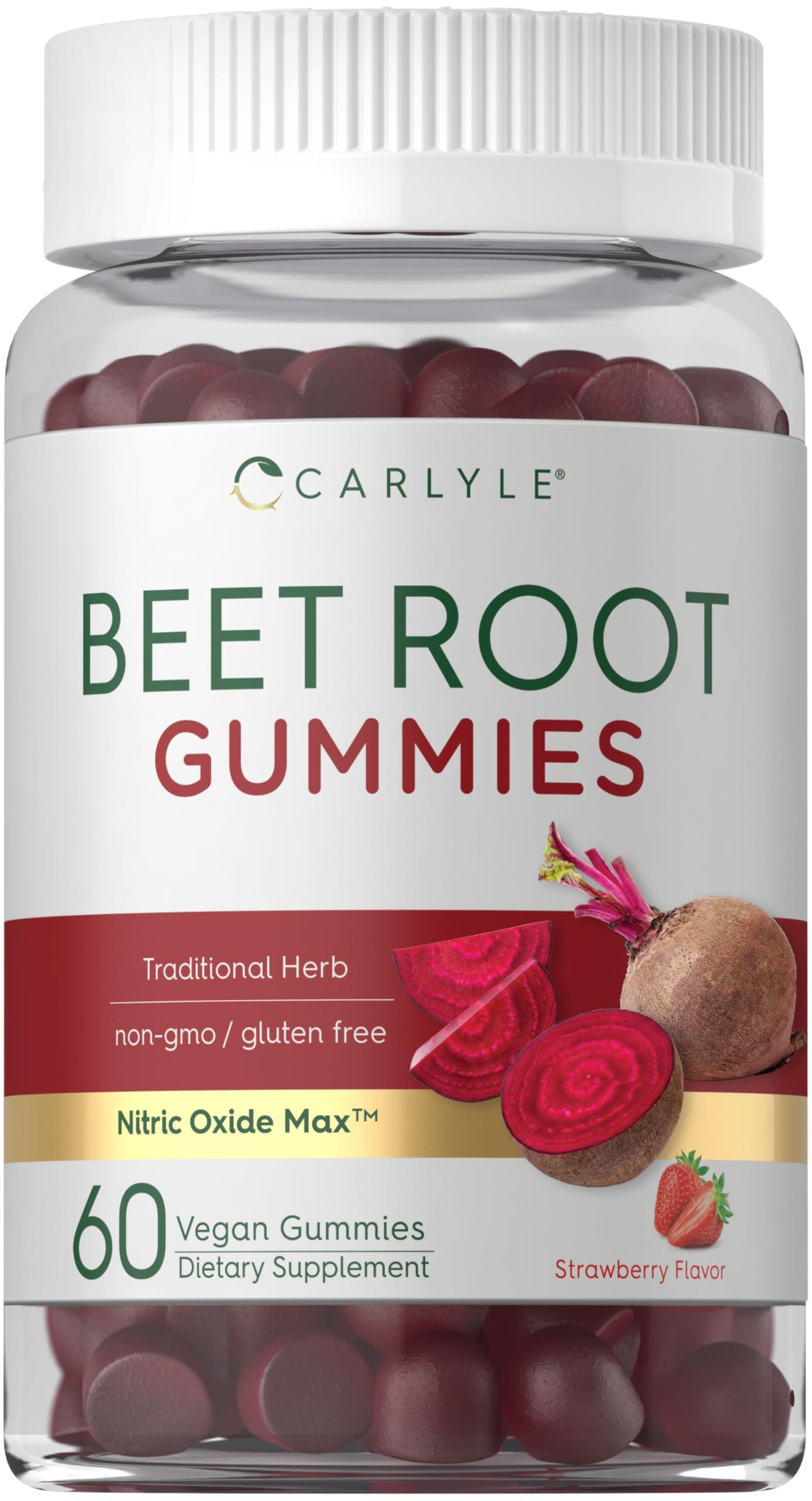 Carlyle Carlyle Beet Root Gummies | 60 Count | Vegan Strawberry Flavored Chewable Supplement | Non-GMO, Gluten Free