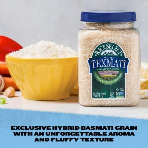 RiceSelect RiceSelect Texmati White Rice, Long-Grain Basmati Rice, Premium Gluten-Free Rice, Non-GMO, Star-K Kosher, 32-Ounce Jar