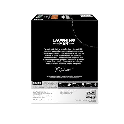 LAUGHING MAN Laughing Man Hughs Blend Keurig Recyclable K-Cup Coffee Pods, Single-Serve Fair Trade Medium Roast Arabica Coffee for use with Keurig Coffee Makers, 88 Count (4 Packs of 22)