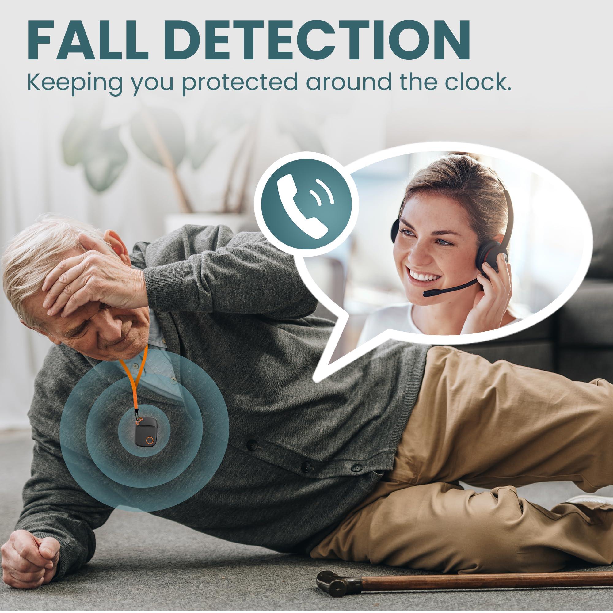 321 Alert Medical Alert System for Seniors with Fall Detection -GPS 4G LTE Cellular SOS Alert System, 24/7 Emergency Monitoring - Call to Activate - Elderly Life Alert Necklace (Mini Y Black)