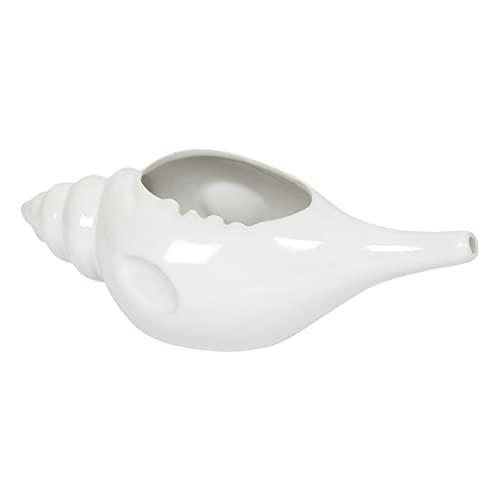 Qimacplus Qimacplus Leak Proof Durable Ceramic Neti Pot Non-Metallic & Comfortable Grip with 10 Sachet Neti Salt | Microwave and Dishwasher Friendly Natural Treatment for Sinus and Congestion (White)