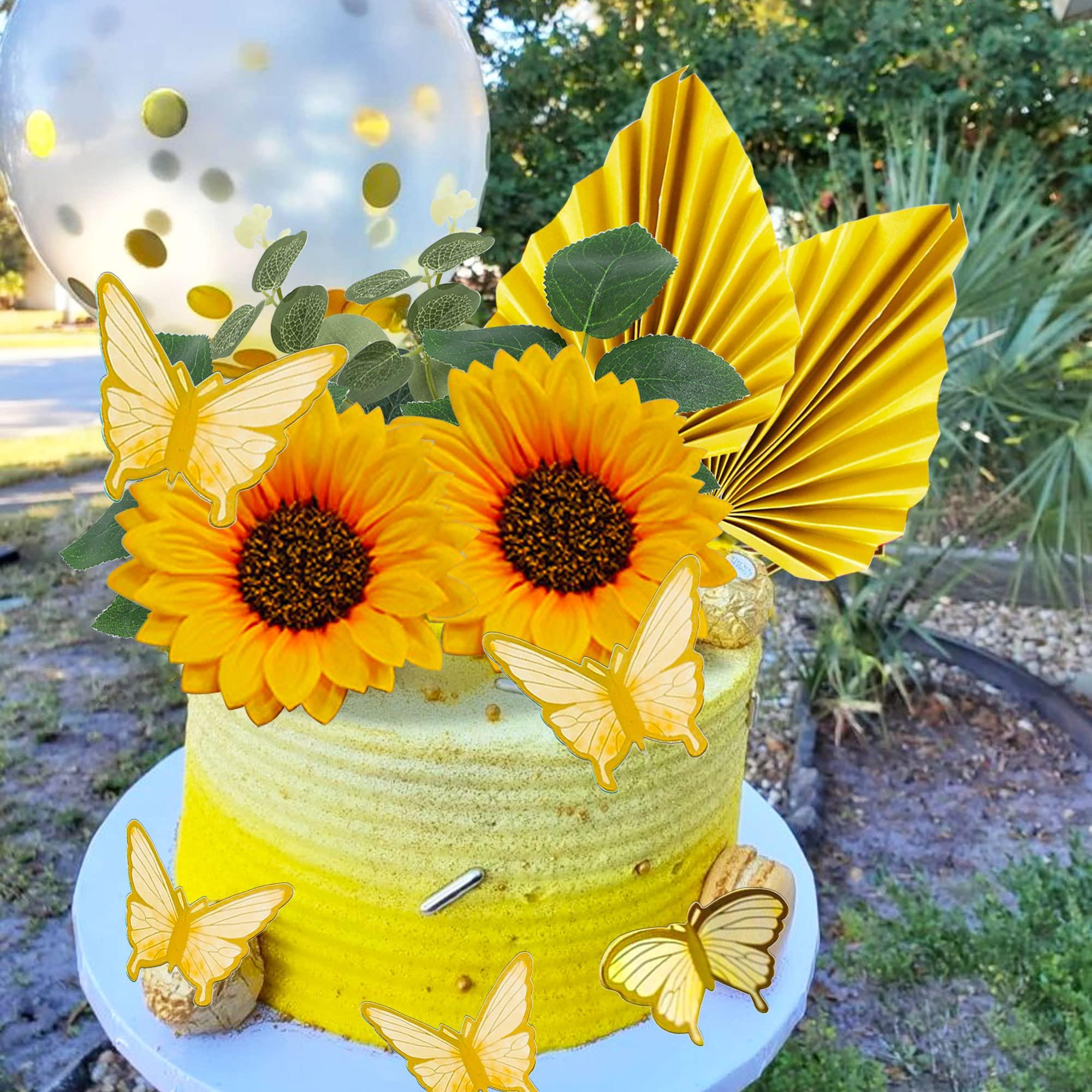 LaVenty LaVenty Sunflower Birthday Cake Decoration Sunflower Baby Shower Cake Topper Girl Sunflower Party Supplies Sunflower Cake Topper Wedding