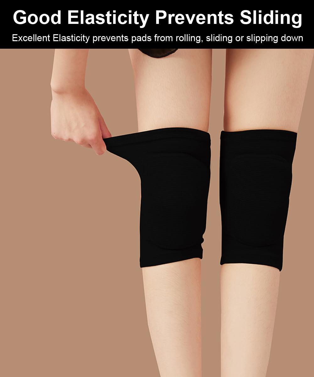 SUJAYU SUJAYU Knee Pads for Women Men, Dance Knee Pads Wrestling Knee Pads Basketball Knee Pads Volleyball Knee Pads for Women, Knee Protector Soft Knee Pads for Work (Black, Large)
