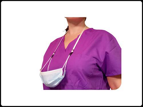 Comfi3D 10 PCS Mask Extender/Mask Strap/Ear Saver/Lanyard Hook for Masks with Adjustable Mask Clips with High Elastic Fabric - Works for Adults & Kids (10 Lanyard (Black))