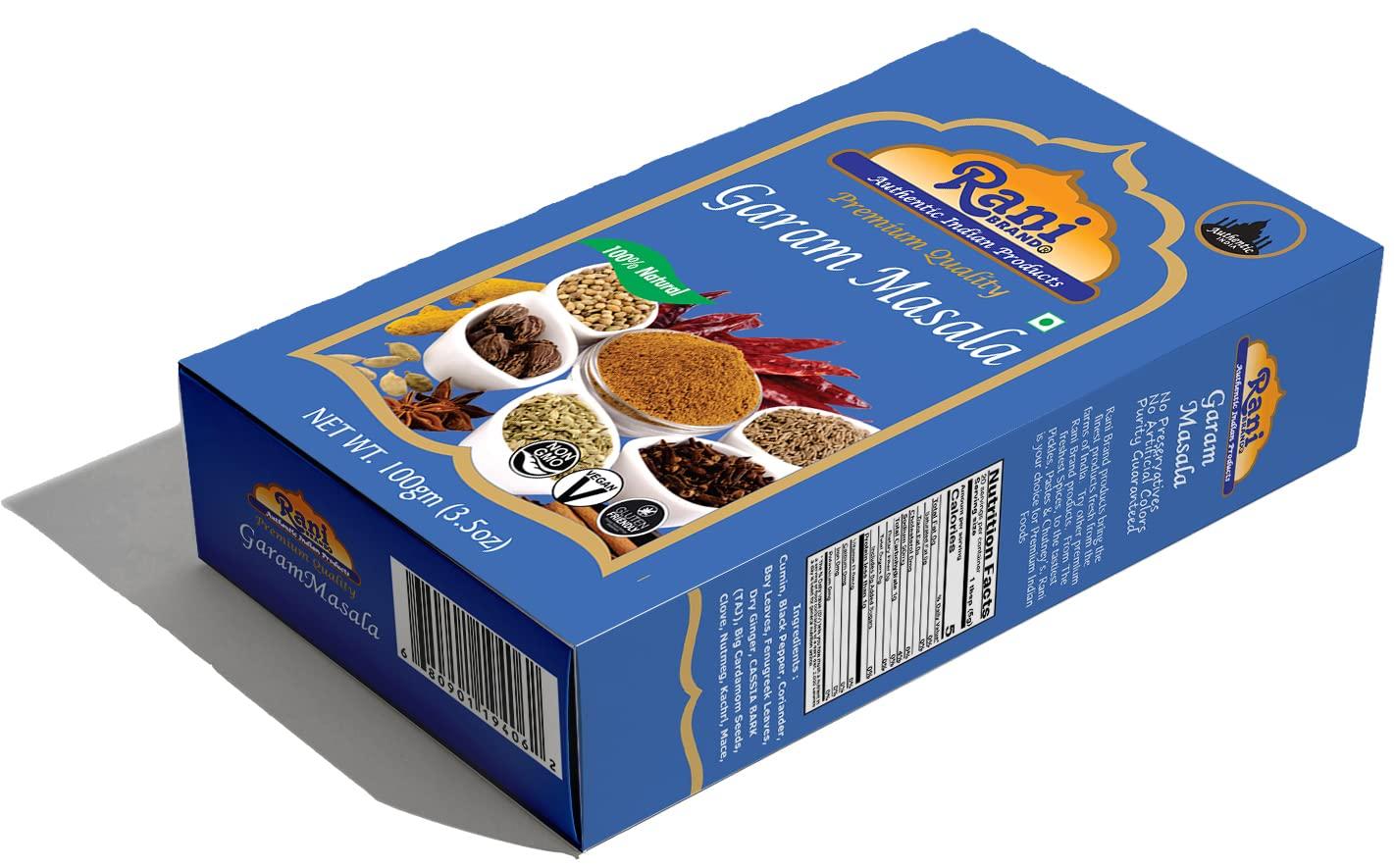 Rani Brand Authentic Indian Products Rani Garam Masala Indian 11-Spice Blend 3.5oz (100g) Box Spice ~ All Natural, Salt-Free | Vegan | No Colors | Gluten Friendly | NON-GMO | Indian Origin