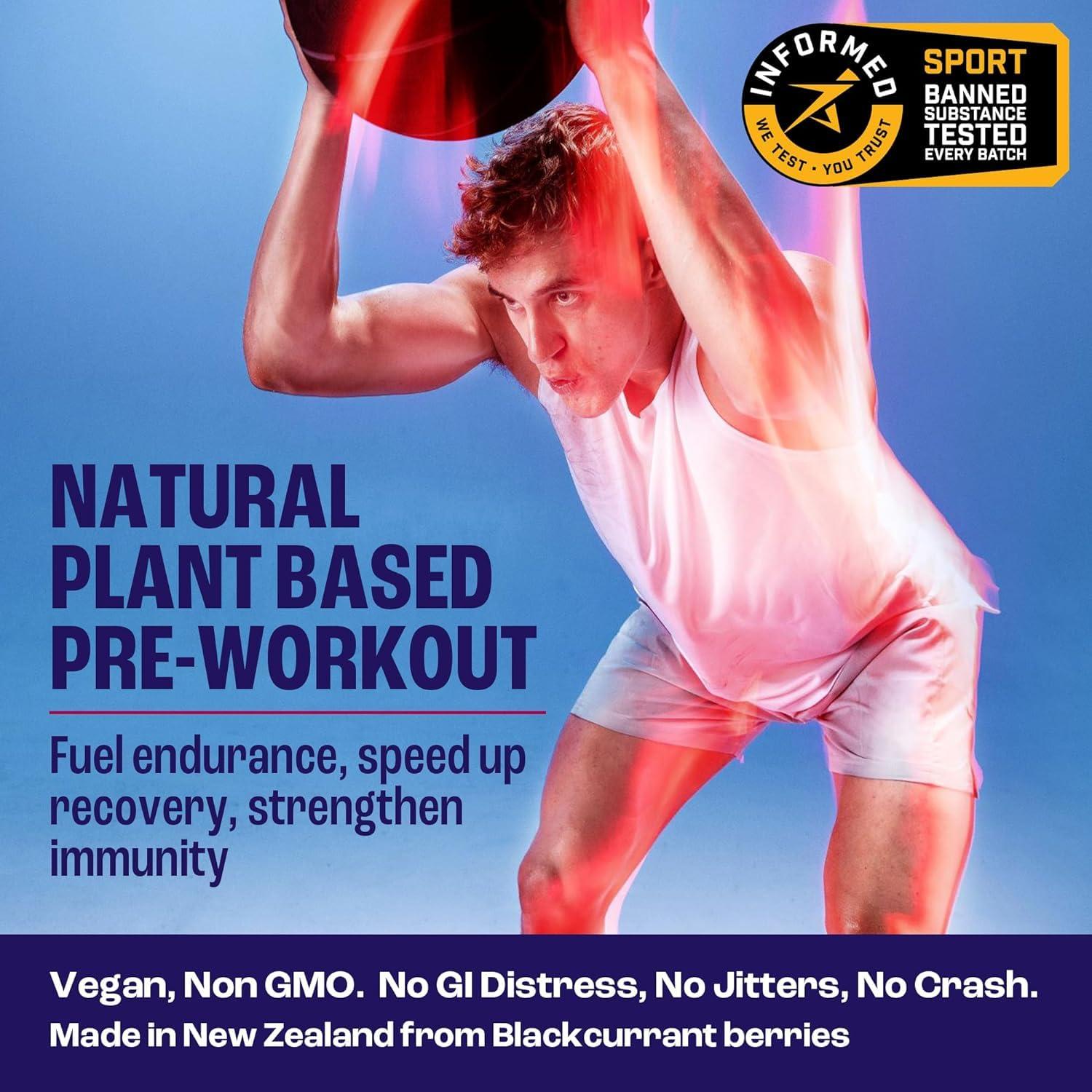 2before 2before Blackcurrant I All Natural Vegan Pre Workout, Caffeine Free I Clean Energy, Endurance, Recovery I Pre Workout Women and Men I 20 Servings Pouch I Informed Sports Certified