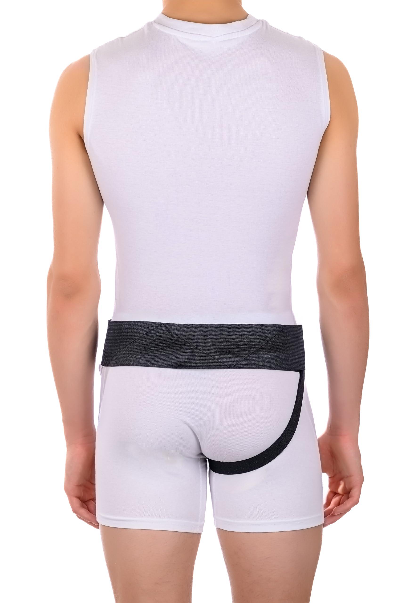 FlexaMed FlexaMed Right Side Inguinal Hernia Groin Belt with Compression Pad Black (M 32-36)