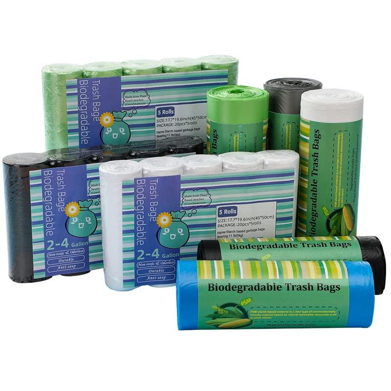 NALANY Small Trash Bag, 1.0 Mil,2.6-3 Gallon NALANY Flat Top Garbage Bags Bathroom Trash Can Liners for 2.6 Gallon Home Kitchen 100 Count, Green