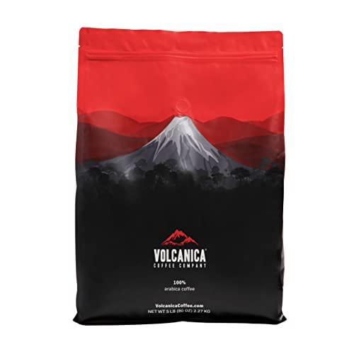 Volcanica Coffee Espresso Decaf Coffee, Whole Bean, Dark Roast, Swiss Water Processed, Fresh Roasted, 5 lbs