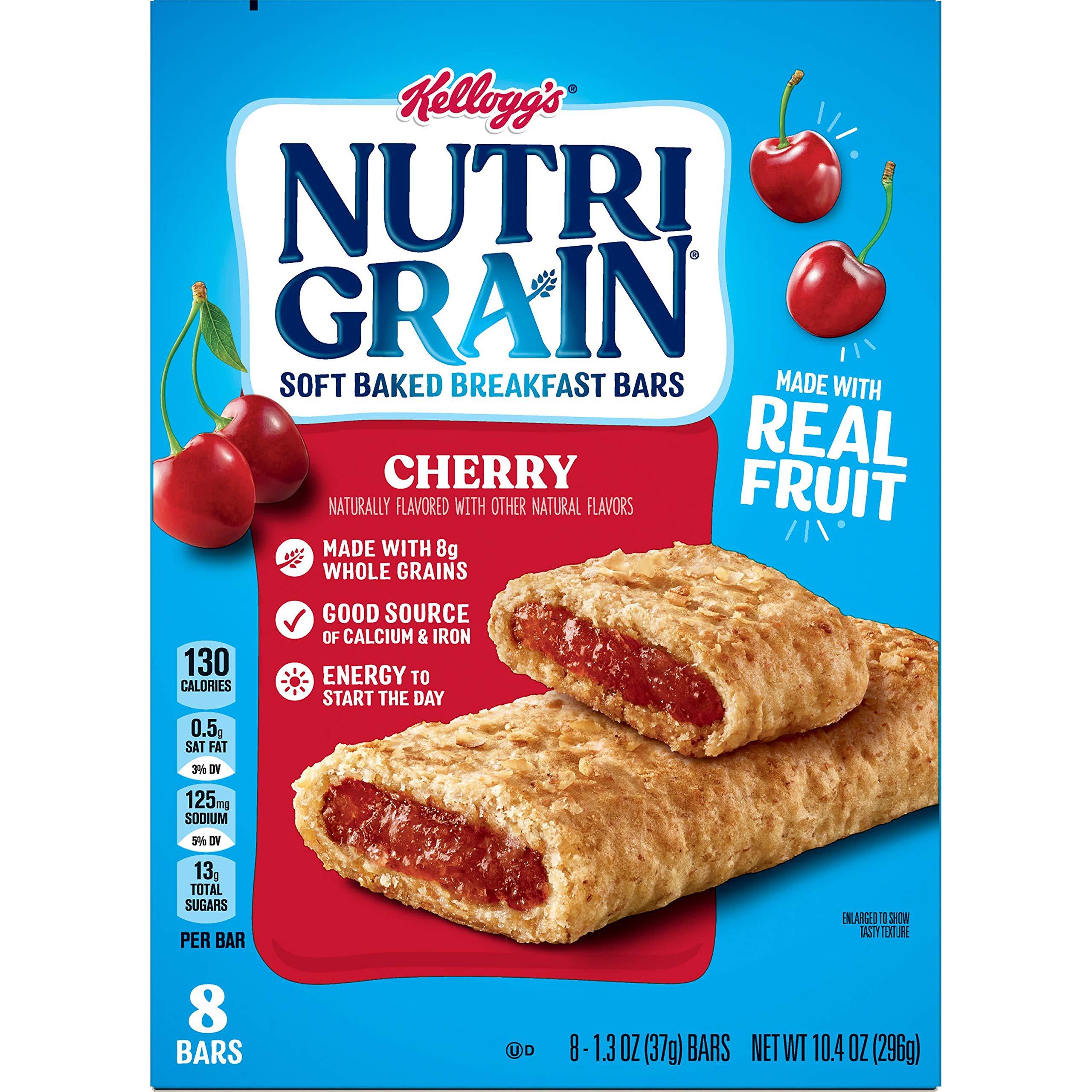 Nutri Grain Kellogg's Nutri-Grain, Soft Baked Breakfast Bars, Cherry, Made with Whole Grain, 10.4 oz (8 Count)