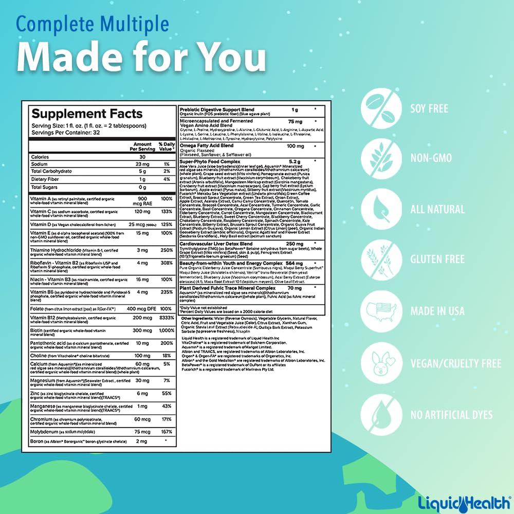 LIQUIDHEALTH LIQUIDHEALTH Complete Multiple & Prenatal/Postnatal Multiple Liquid Vitamin Bundle - Adult Daily Multivitamins for Men & Women, Immune Support, Pregnancy Vitamins for Mom & Baby - Vegan, Whole Foods