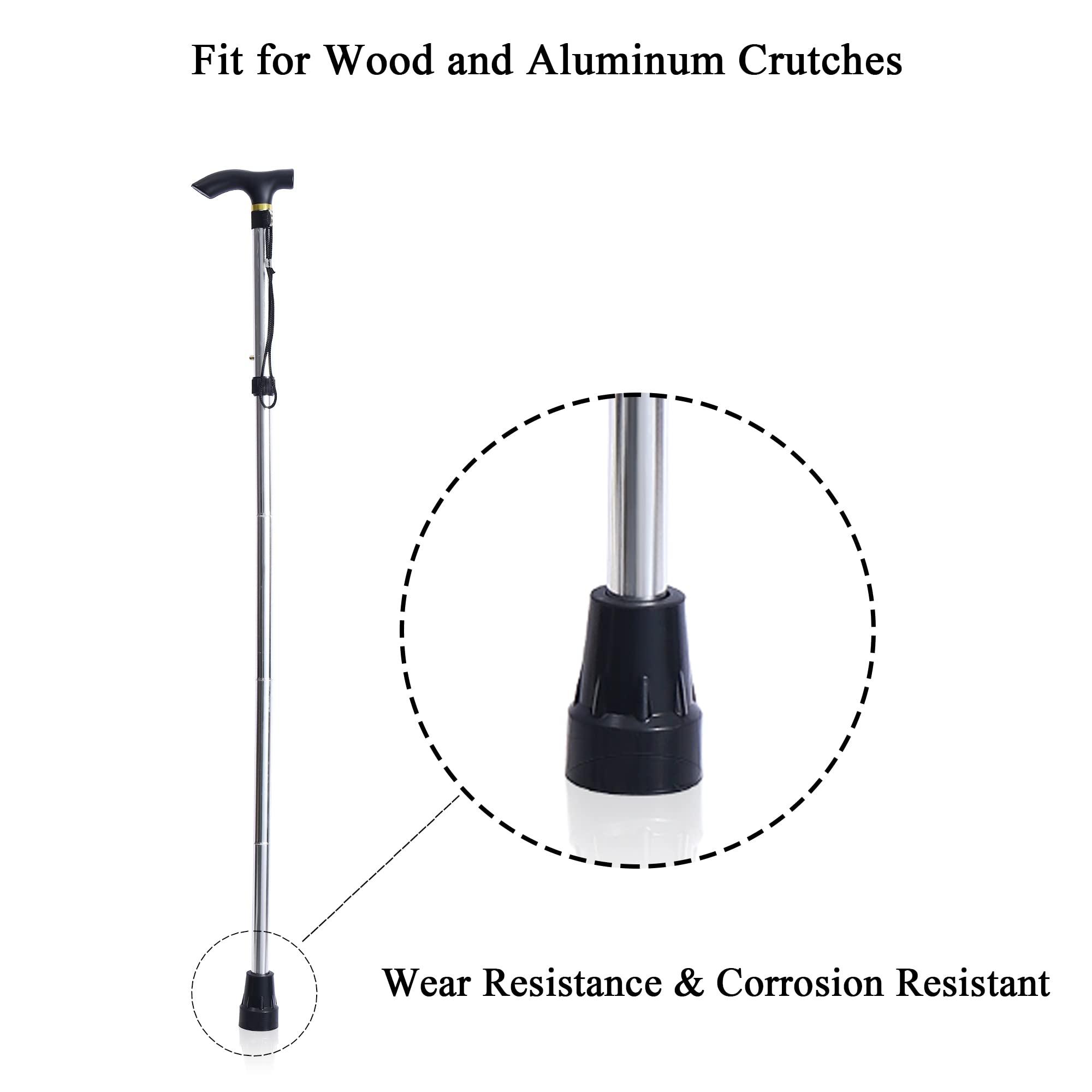 Kotiorname Cane Tip 1 Inch Heavy Duty Walking Rubber Cane Tips Replacement, Black, 1 Pair