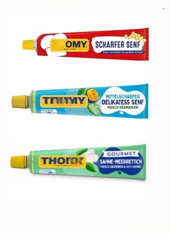 Generic German Mustard Scharfer Senf Delikates Senf -Medium Scharf and Gourmet Sahne-Meerrettich