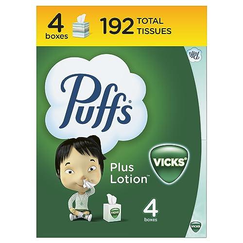 Puffs Puffs Plus Lotion with Vicks Facial Tissues, 4 Cubes, 48 Tissues per Box