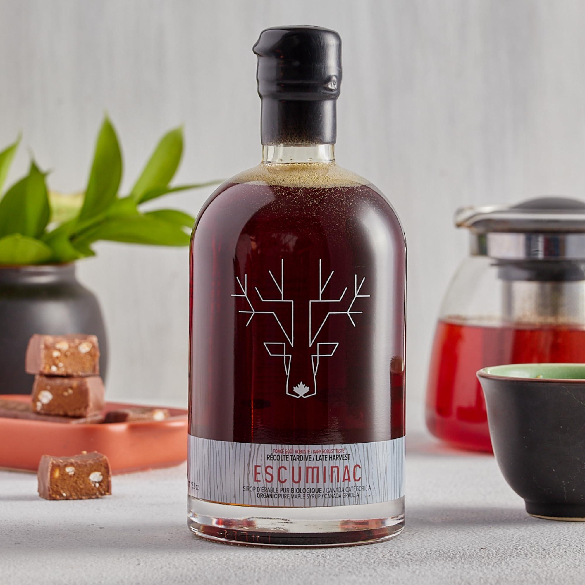 Escuminac Escuminac Late Harvest, Organic Maple Syrup - Canada Grade A 16.9 fl oz - Dark Robust Taste - Authentic & Pure Canadian Maple Syrup - Great Gift