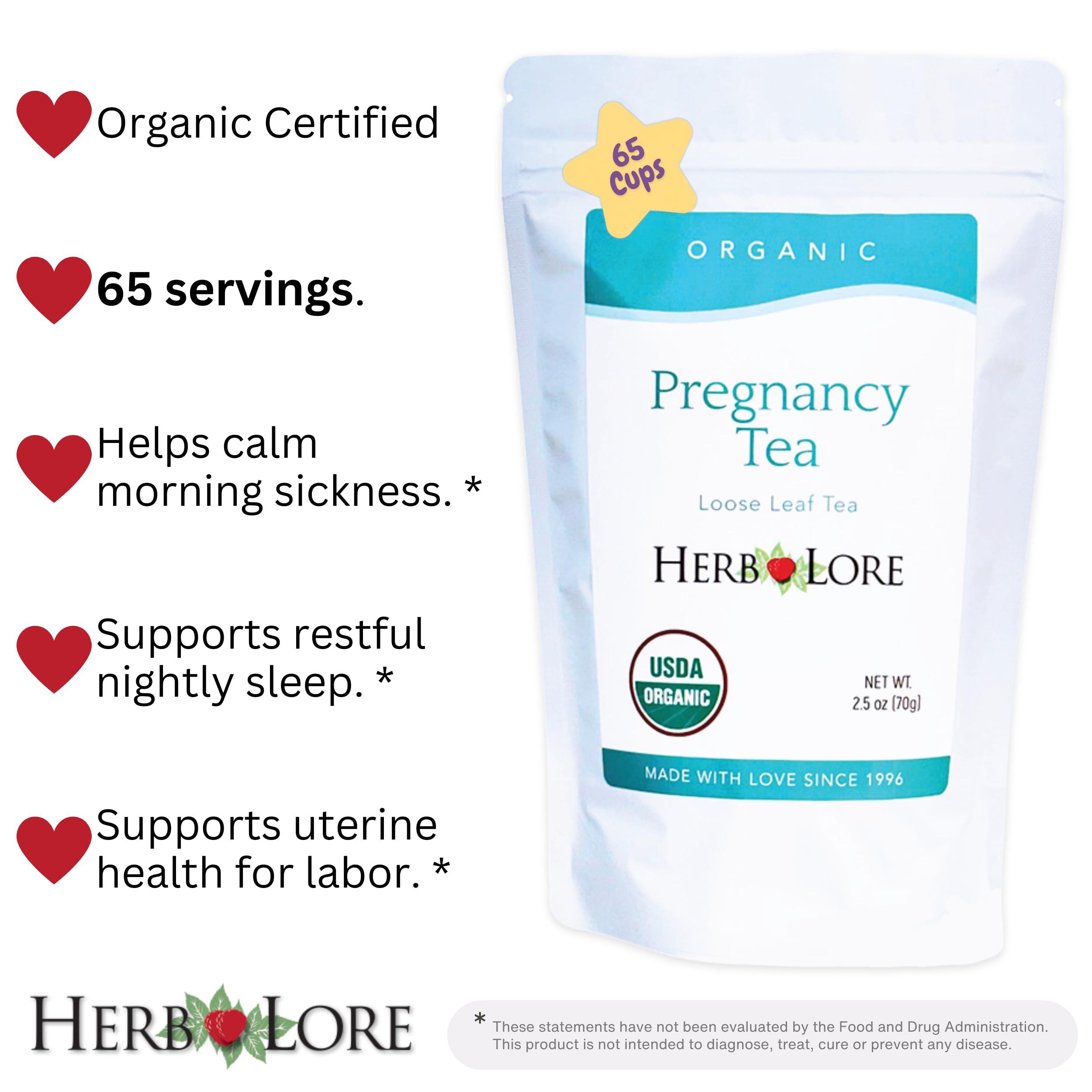 Herb Lore Herb Lore Organic Pregnancy Tea - 65 Servings - Loose Leaf Red Raspberry Leaf Tea for Pregnant Women - Pregnancy Safe Tea for First Trimester, Third Trimester Labor Prep & Postpartum Recovery