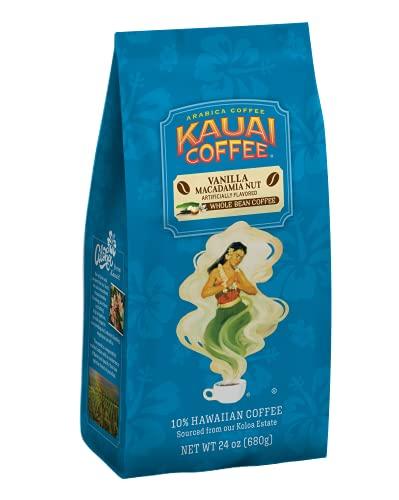 KAUAI COFFEE Kauai Coffee Vanilla Macadamia Nut, Medium Roast - Whole Bean Coffee, 24 oz Package