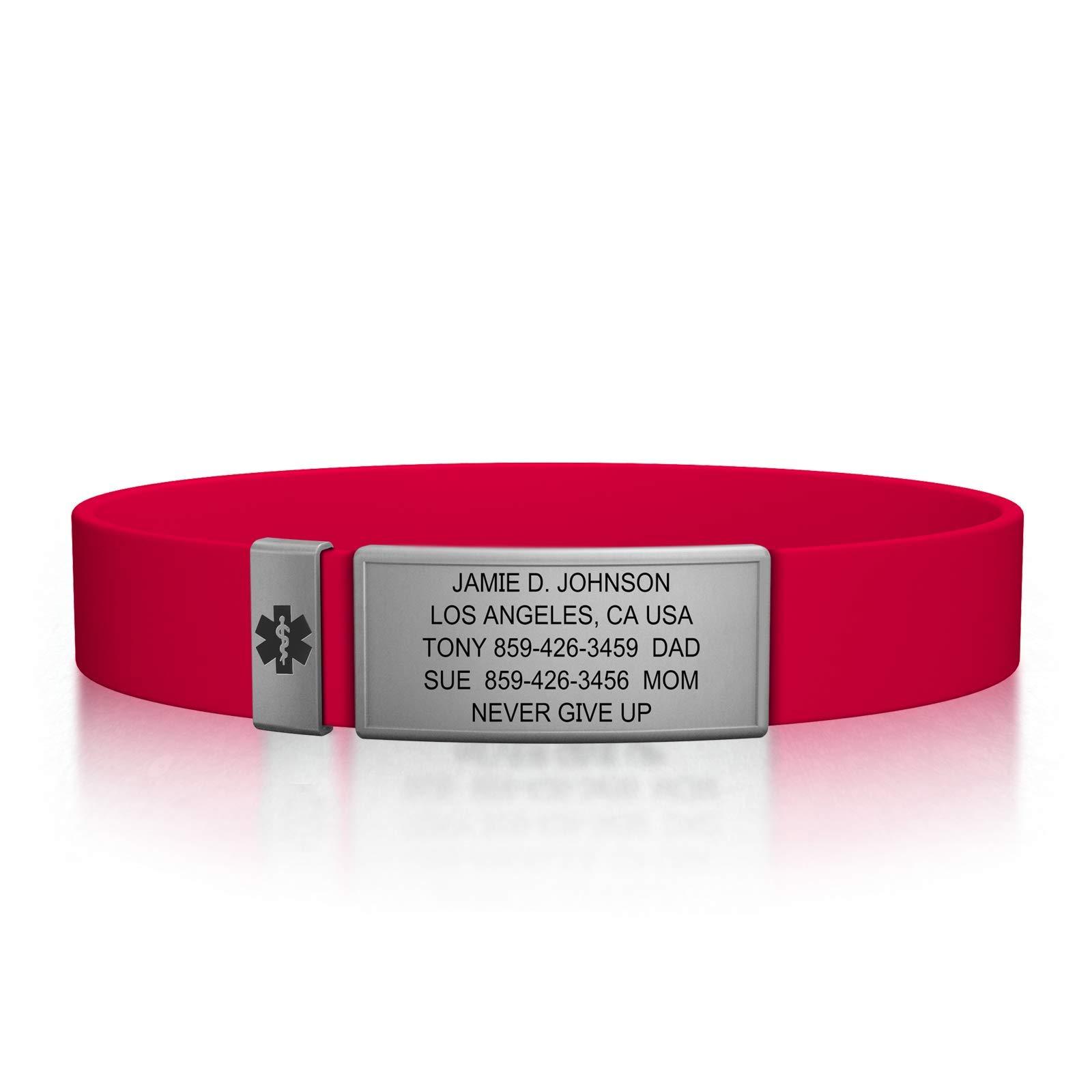 Road ID Road ID Medical Alert Bracelet for Men and Women - Stretchable and Comfy Silicone Bracelets for Identification, Emergency & Medical Information for Athletes & Travelers (13mm Wide)