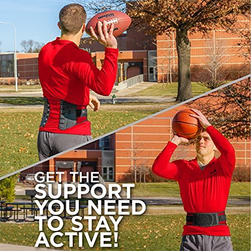 BraceAbility BraceAbility Spine Sport Back Brace - Athletic Men's and Women's Workout Lumbar Corset for Exercising, Running, Golfing, Driving, Fishing, Active Nurses and Police Work (Medium)