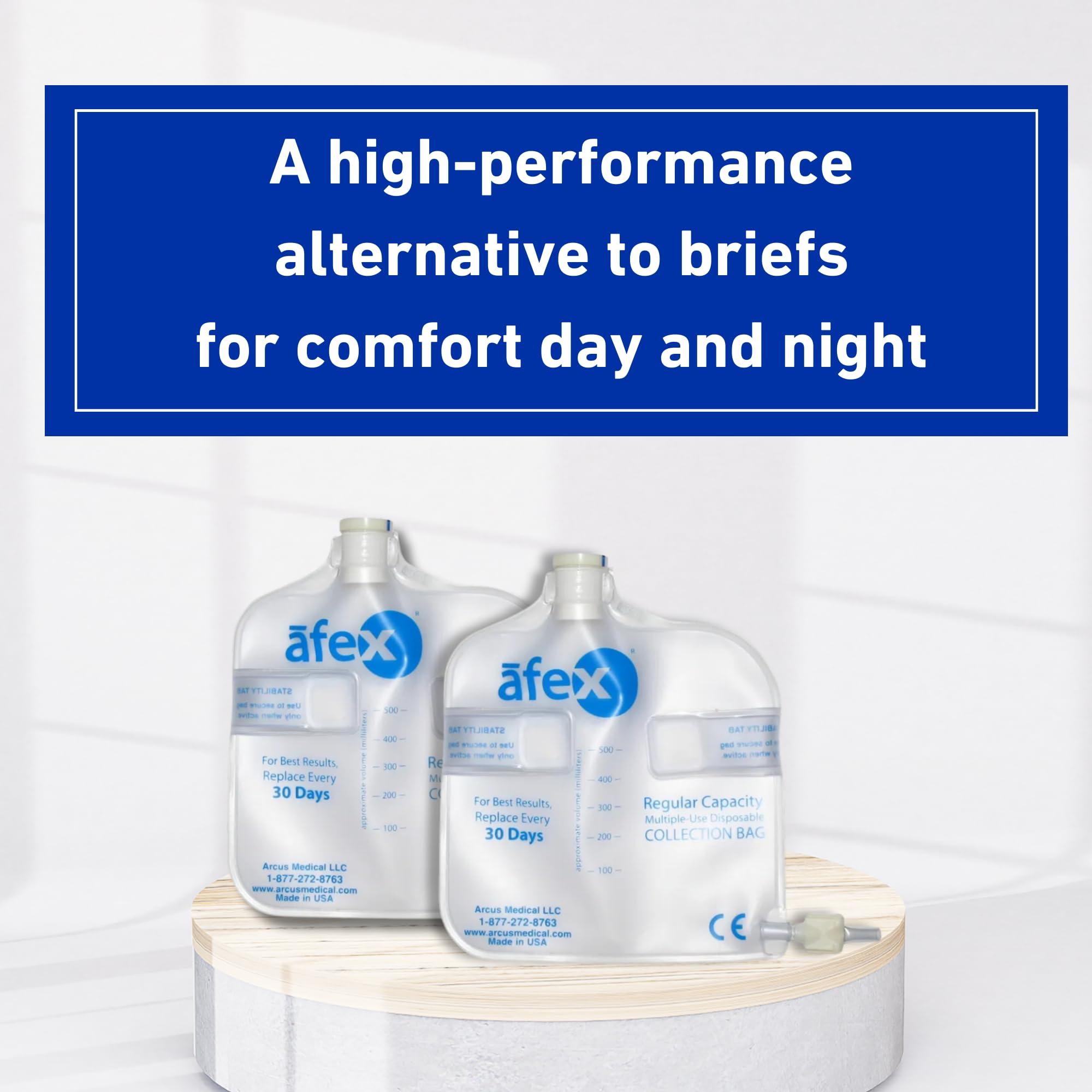 Afex Afex Urinary Collection Bags (A400B) for Incontinence Management - Attaches Directly to Receptacle - Non-Vented, Durable 16mil Vinyl - Urinary Drainage Bag - 500 ml - 2 Pack