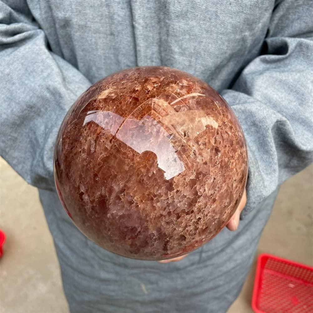 WGPHD WGPHD Meditation Home Beautiful Strawberry Quartz Ball Healing Specimen Natural Crystal Meditation Gift (Size : 600-700g)